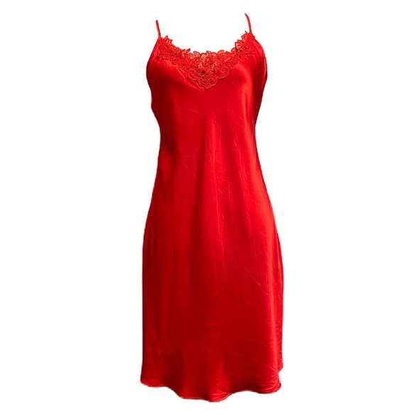 Vintage Dresses Vintage Red Silk Satin Slip Dress Poshmark